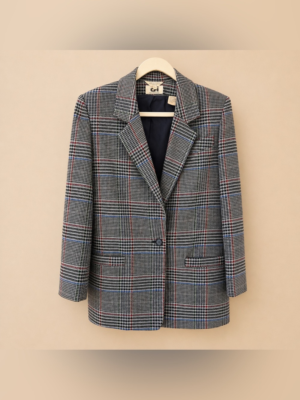 Vintage CPI Central Park International 100% Wool Plaid Blazer Size 10